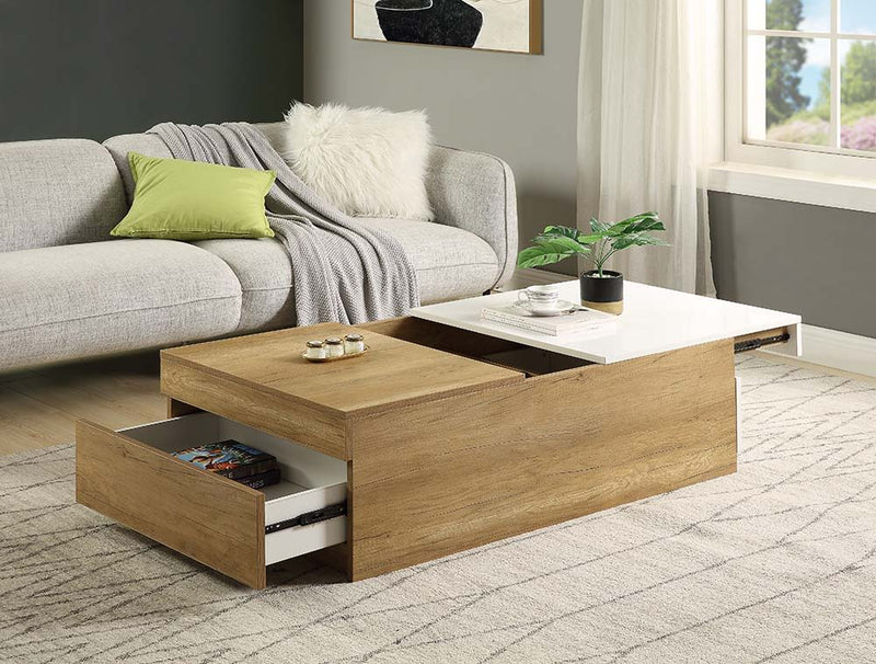 Aafje - Coffee Table - Oak & White Finish - Grand Furniture GA