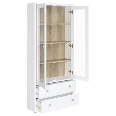 Hawthorne - 4-Shelf Glass Door Tall Cabinet With Drawers