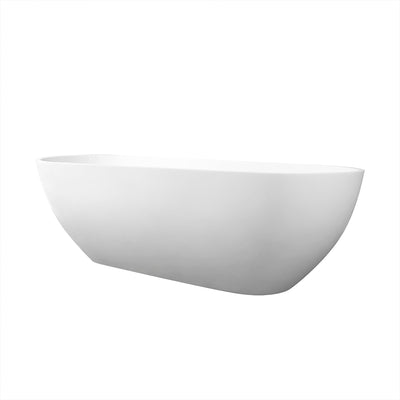 68.9" Freestanding Solid Surface Soaking Bathtub For Bathroom - Matte White