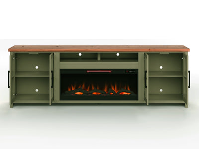 Vineyard - 97" Fireplace TV Stand Console For TVs Up To 100 "Es - Sage Green And Fruitwood Finish