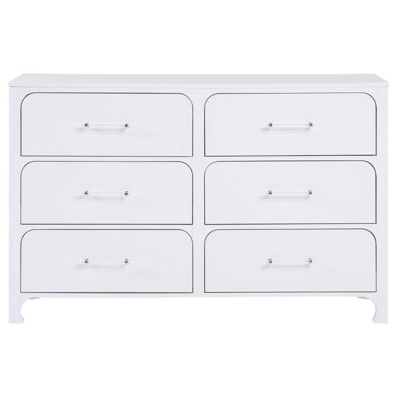 Anastasia - 6-Drawer Bedroom Dresser - Pearl White