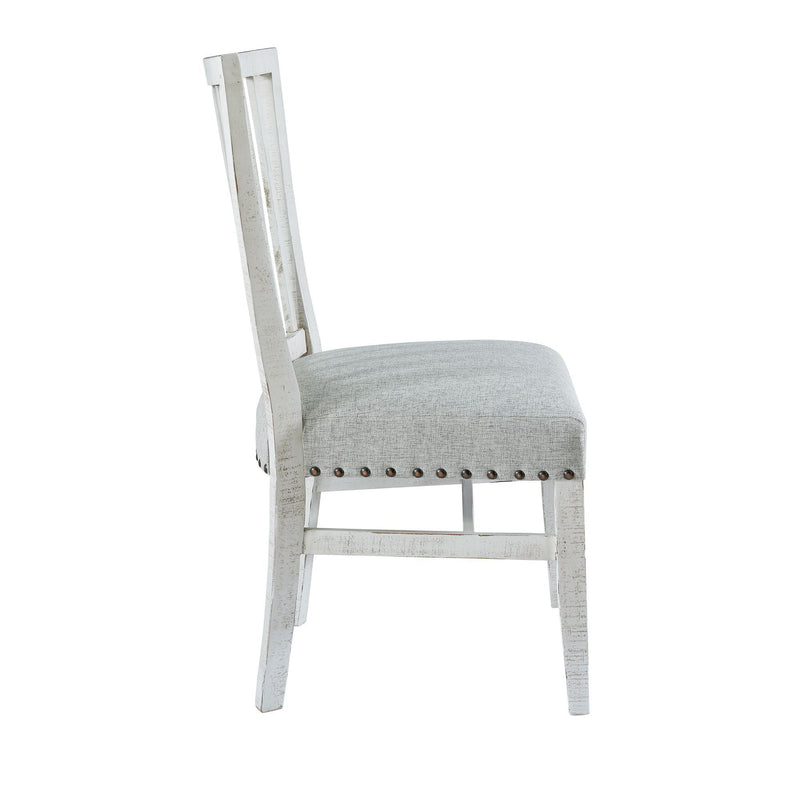 Condesa - Round Dining-White Wing Slat Back Side Chair (Set of 2) - Distressed White Finish