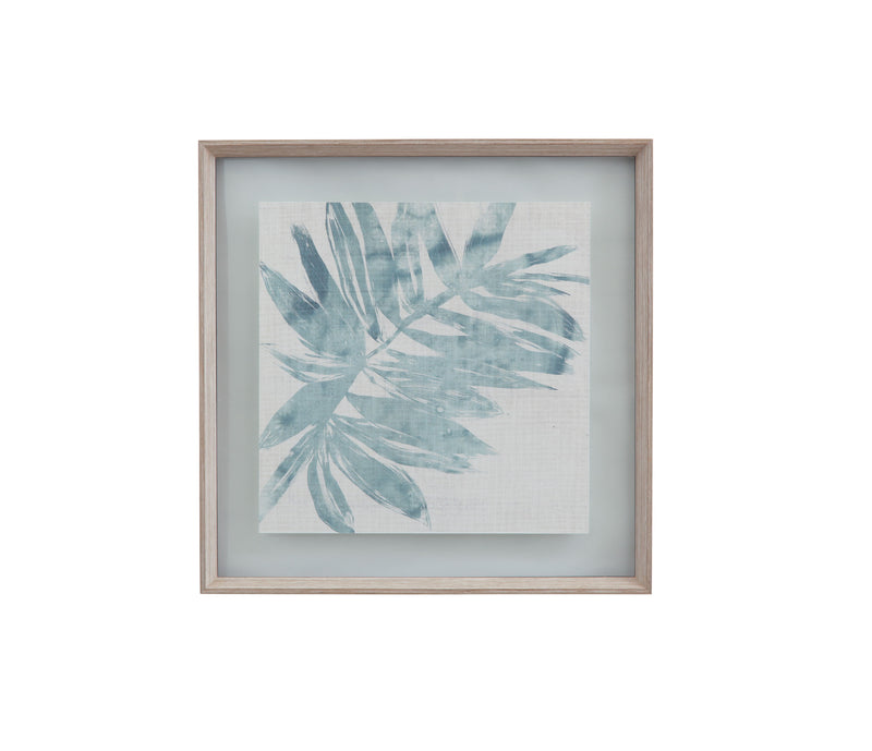 Burlap Ocean Palm - I Framed Print - Light Blue