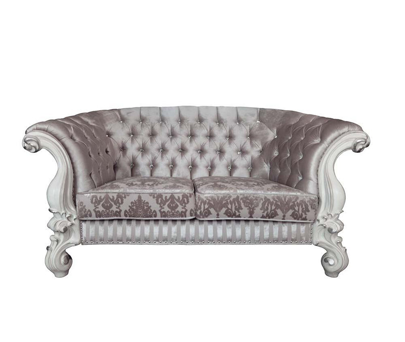 Versailles - Loveseat - Ivory Fabric & Bone White Finish - Grand Furniture GA