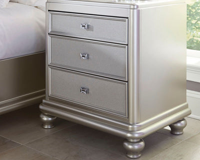 Coralayne - Silver - Three Drawer Night Stand