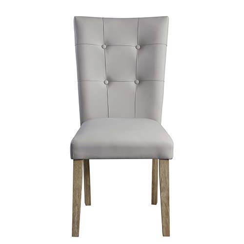 Charnell - Side Chair (Set of 2) - Gary PU & Oak Finish - Grand Furniture GA