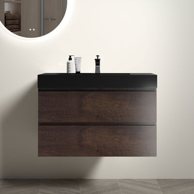 Alice - Bathroom Vanity Wall Mounted With Sink, Large Storage Floating Bathroom Vanity For Modern Bathroom, One-Piece Sink Basin Without Drain And Faucet