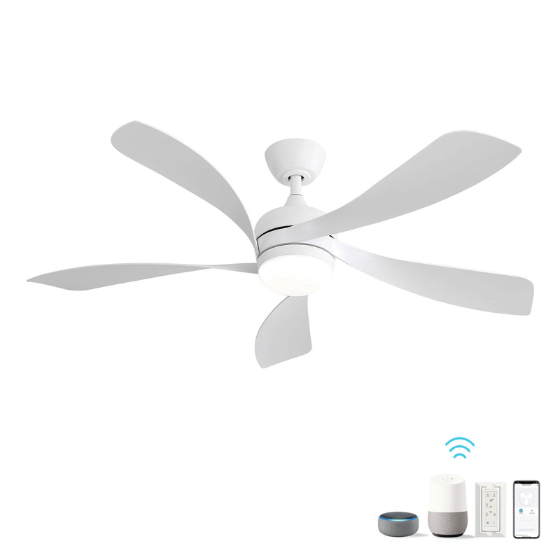 Modern Ceiling Fan With 3 Color Dimmable Light 5 ABS Blades Smart Remote Control Reversible Dc Motor