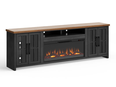 Essex - 97" Fireplace TV Stand Console For TVs Up To 100" - Black And Whiskey