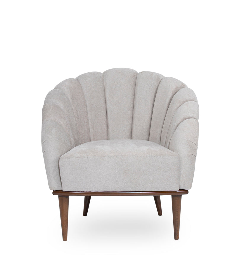 Balboa - Chenille Accent Chair - Beach Gray/Warm Walnut