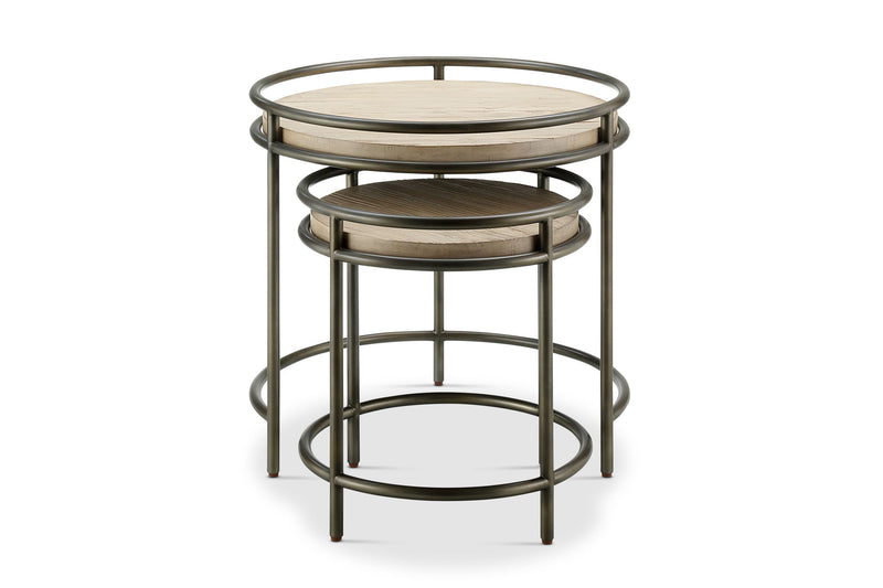 Cena - Nesting End Table - Natural And Vintage Nickel