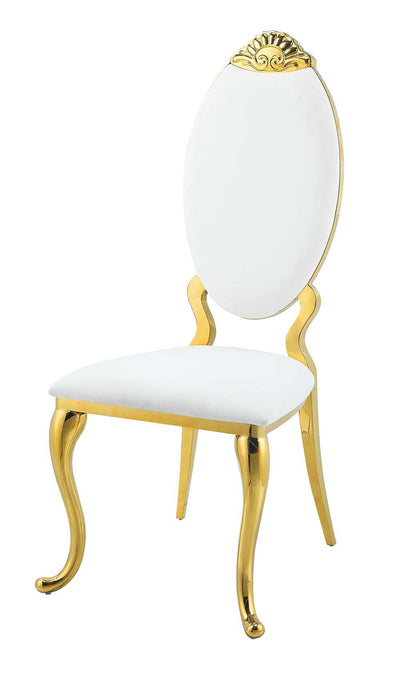 Fallon - Side Chair (Set of 2) - White PU & Mirroed Gold Finish - Grand Furniture GA