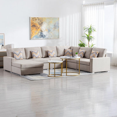 Nolan - Fabric 6 Piece Sectional Sofa With Pillows And Interchangeable Legs