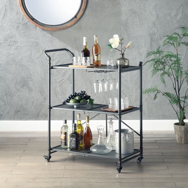 Cordelia - Serving Cart - Sandy Black, Dark Bronze Hand-Brushed Finish - Grand Furniture GA