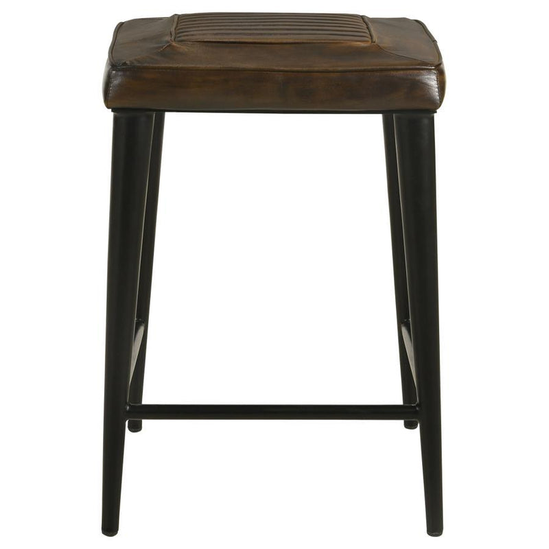 Alvaro - Leather Upholstered Backless Bar Stool (Set of 2)