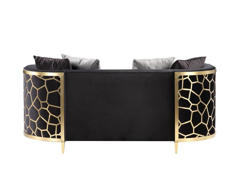 Fergal - Loveseat - Black Velvet & Gold Finish - Grand Furniture GA