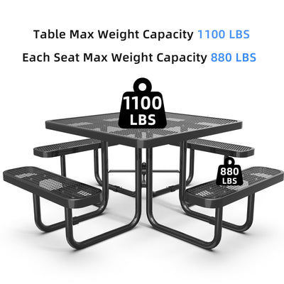 Square Outdoor Picnic Table With Umbrella Pole