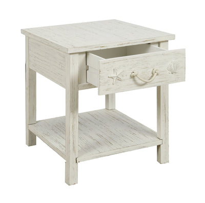 Sanibel - One Drawer End Table - White Rub