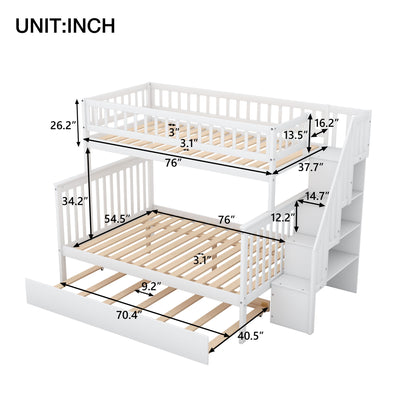 Twin Over Full Bunk Bed With Trundle And Staircase