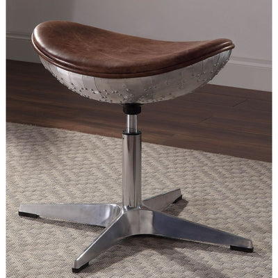 Brancaster - Stool - Retro Brown Top Grain Leather & Aluminum - Grand Furniture GA