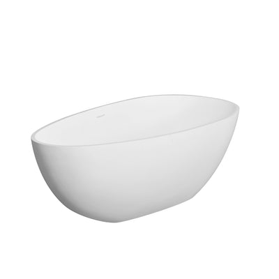 66.9" x 34" x 21.7" Freestanding Solid Surface Soaking Bathtub For Bathroom - Matte White