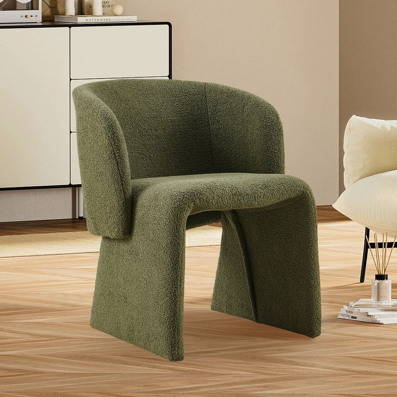 Modern Accent Chair Brown Single Sofa Chair, Upholstered Side Chair Teddy Comfy Chair For Dining Room / Bedroom / Living Room / Reception