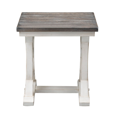 Bar Harbor II - Accent Side End Table With Plank Style Top And Trestle Base