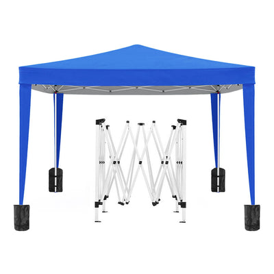 10'X10' Folding Canopy With 4 Removable Sidewalls Outdoor Event Shelter UPF 50+ Gazebo Portable Tents For Parties Beach Camping Wedding Ez Pop Up Canopy 4 Pieces Weight Bag + Carry Bag