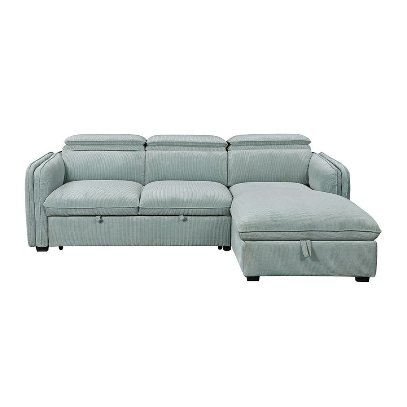 Zavala - Sectional Sofa With Sleeper & Storage - Light Green