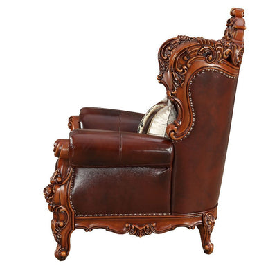 Eustoma - Chair - Cherry Top Grain Leather Match & Walnut - Grand Furniture GA