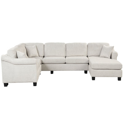 4 Pieces Sectional Sofa With Ottoman With Right Side Chaise