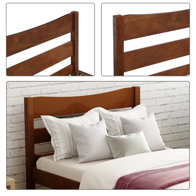 Twin Size Platform Bed With Headboard And Wooden Slat Support