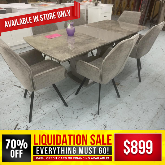 Dining Table Set - Includes Table & 6 Swivel Chairs
