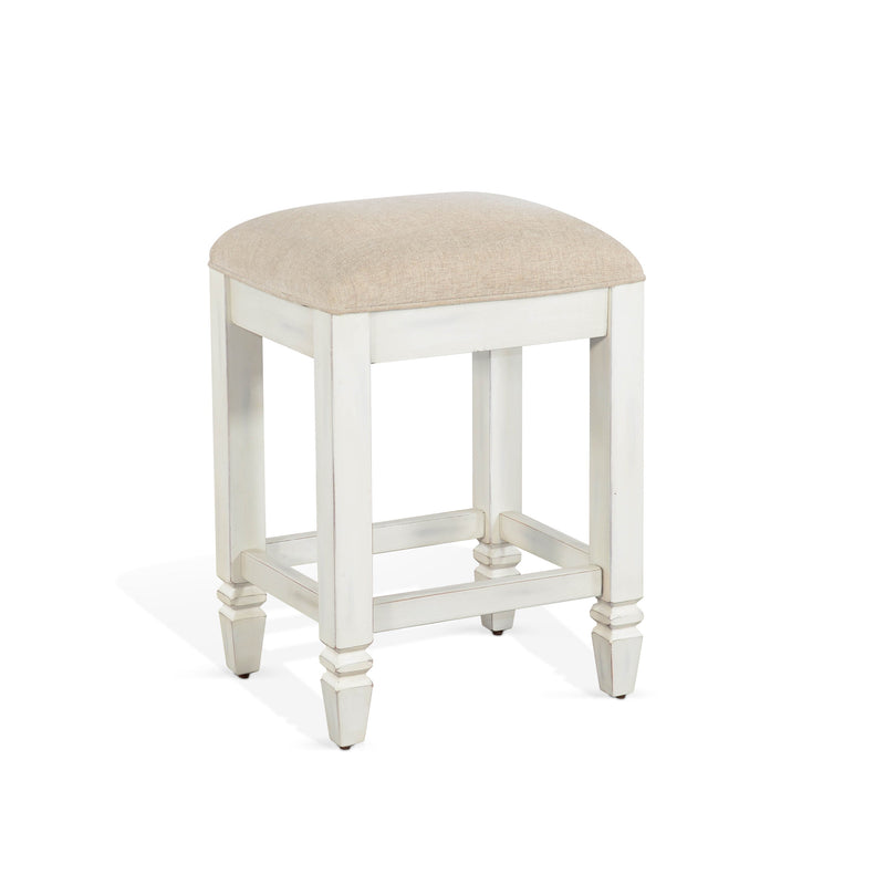 24" Stool With Cushion Seat - White / Light Brown