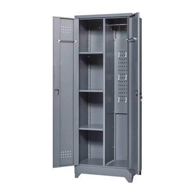 Metal Storage Cabinets, Cleaning Tool Cabinet With Locking Door, Tall Broom Tool Organizer And Storage, Large Storage Cabinet For Kitchen