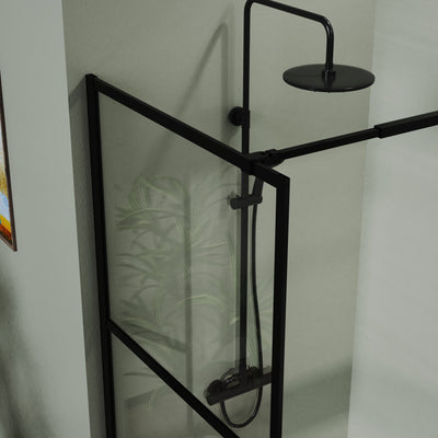 Shower Screen Door Walk In Wet Room, 3 Panel Style - Black