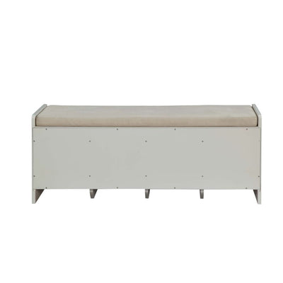 Berci - Bench - Beige Fabric & White - Grand Furniture GA