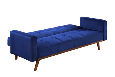 Tanitha - Futon - Blue Velvet & Natural Finish - Grand Furniture GA