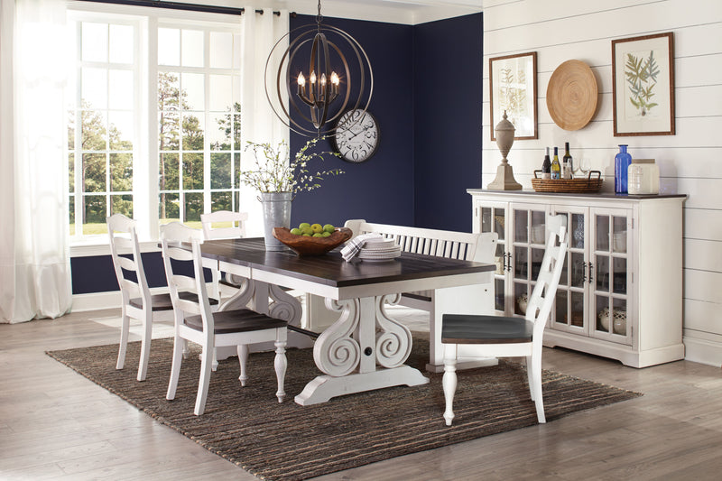 Carriage House - Trestle Table - White / Dark Brown