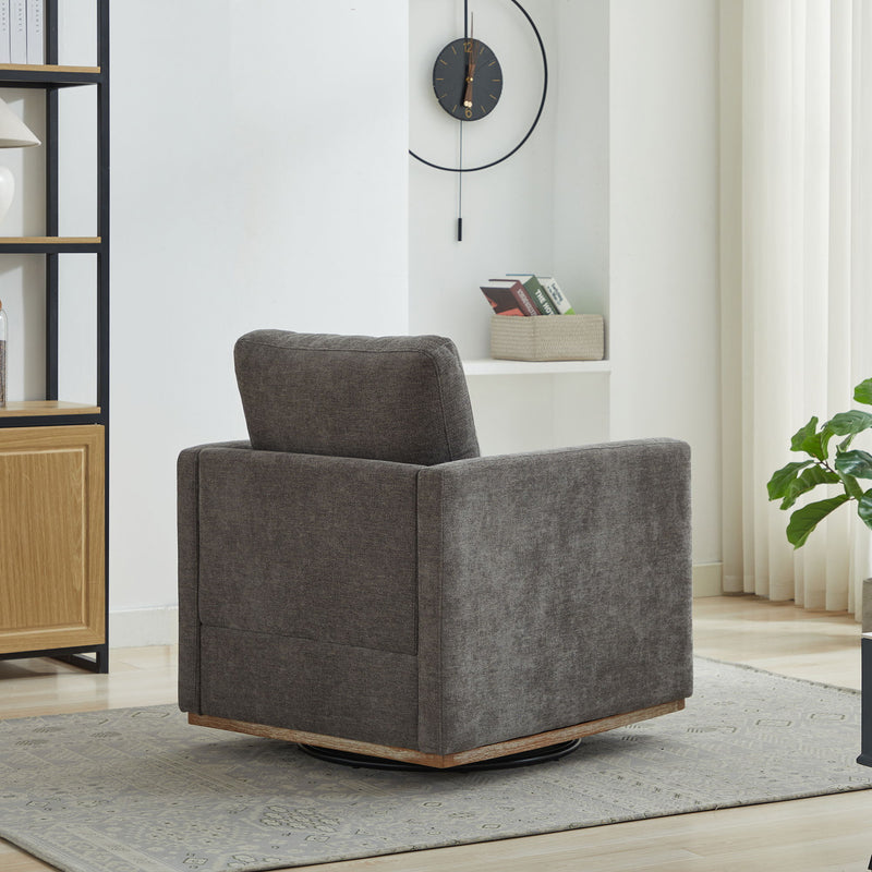 Square Upholstered Swivel Accent Chair And Comfy Accent Single Sofa Chair, 360° Club Chair, Lounge Armchair For Living Room Bedroom Apartment Nursery