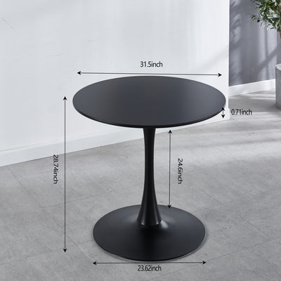 31.5" Tulip Table Mid-Century Dining Table For 2-4 People With Round MDF Table Top, Pedestal Dining Table, End Table Leisure Coffee Table - Black