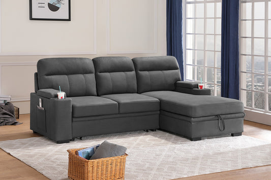 89620 Sleeper sectional  dark grey