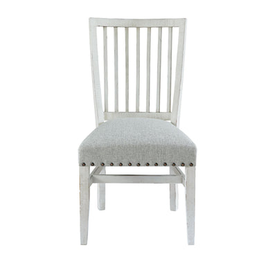 Condesa - Round Dining-White Wing Slat Back Side Chair (Set of 2) - Distressed White Finish