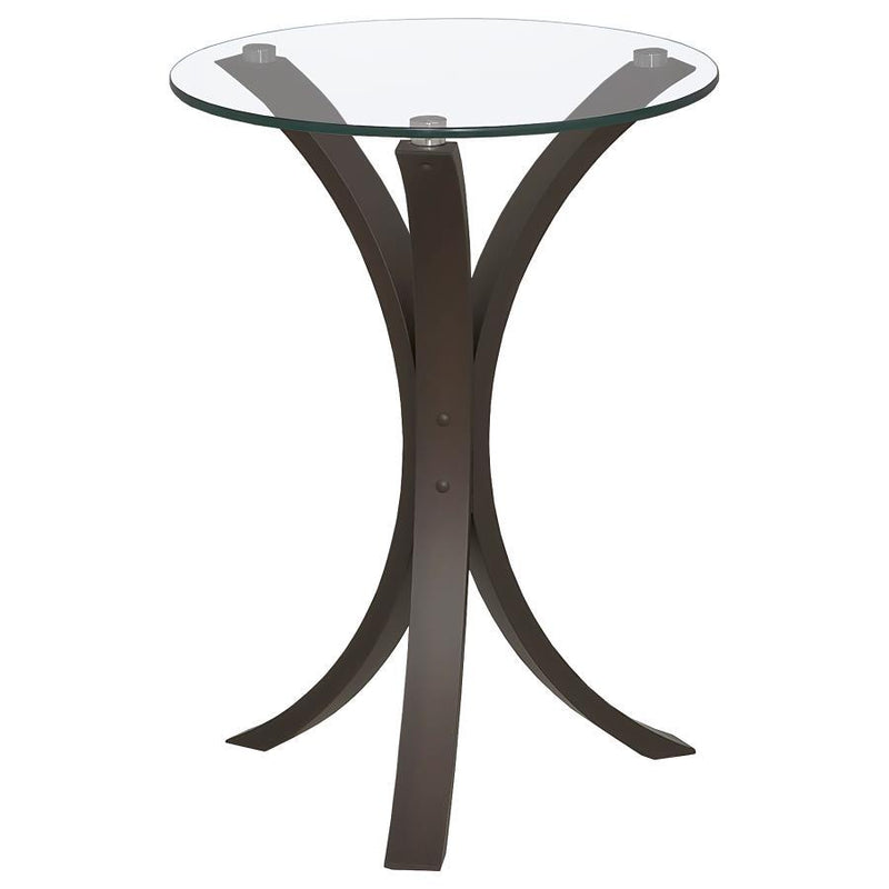 Edgar - Round Glass Top Accent Side Table - Cappuccino