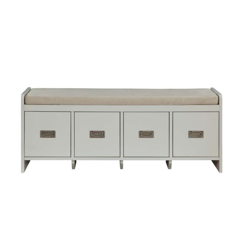 Berci - Bench - Beige Fabric & White - Grand Furniture GA