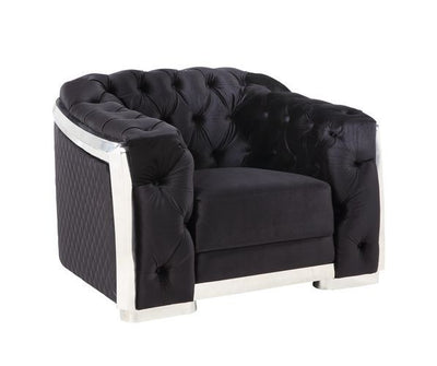 Pyroden - Chair - Black Velvet & Chrome Finish - Grand Furniture GA