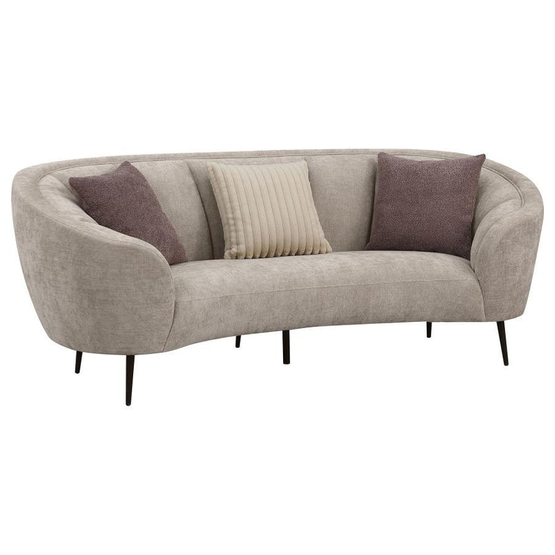 Ellorie - Upholstered Channel Back Curved Sofa - Beige