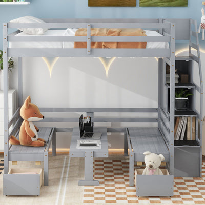 Bunk With Staircase, The Down Bed Can Be Convertible To Seats And Table Set