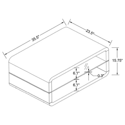 Elana - 1-Shelf Rectangular Coffee Table - White High Gloss