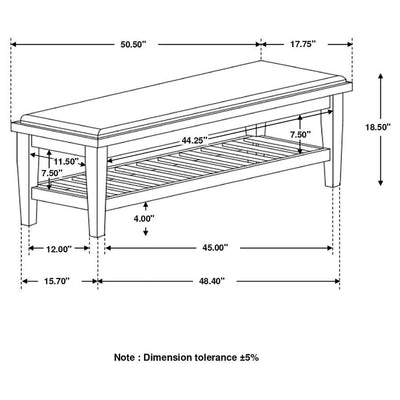 Franco - Fabric Upholstered Bench With Shelf